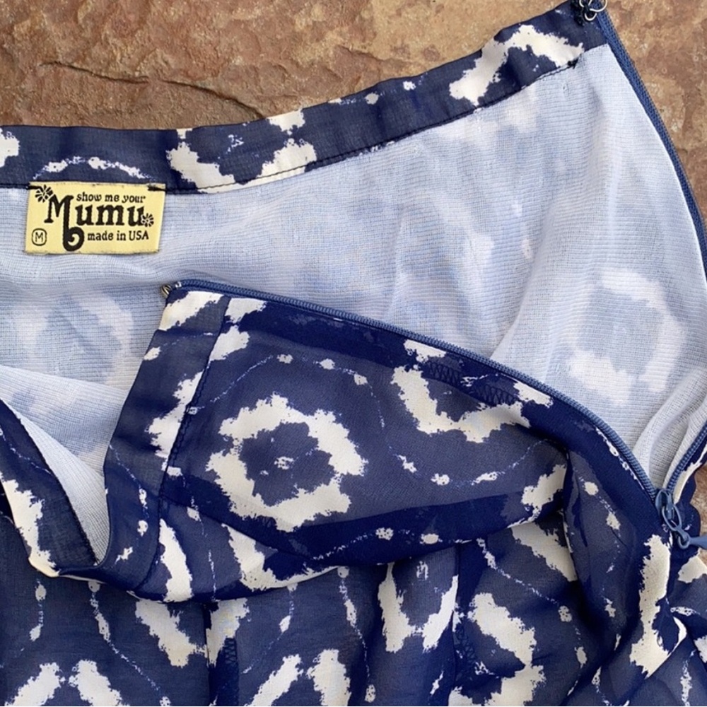 Show Me Your MuMu Abstract Skater Chiffon Mini Skirt M - Picture 4 of 7